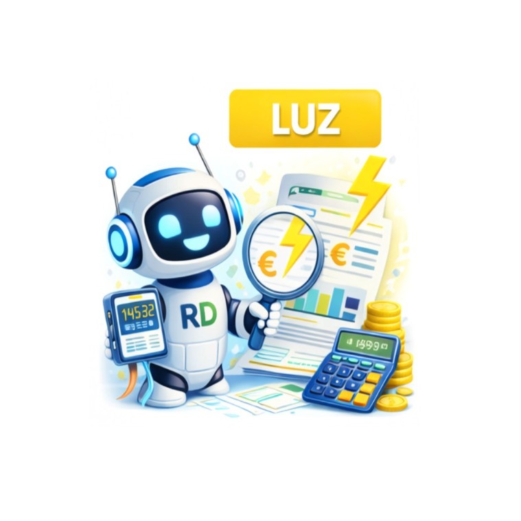 Bombilla encendida junto a una factura de electricidad